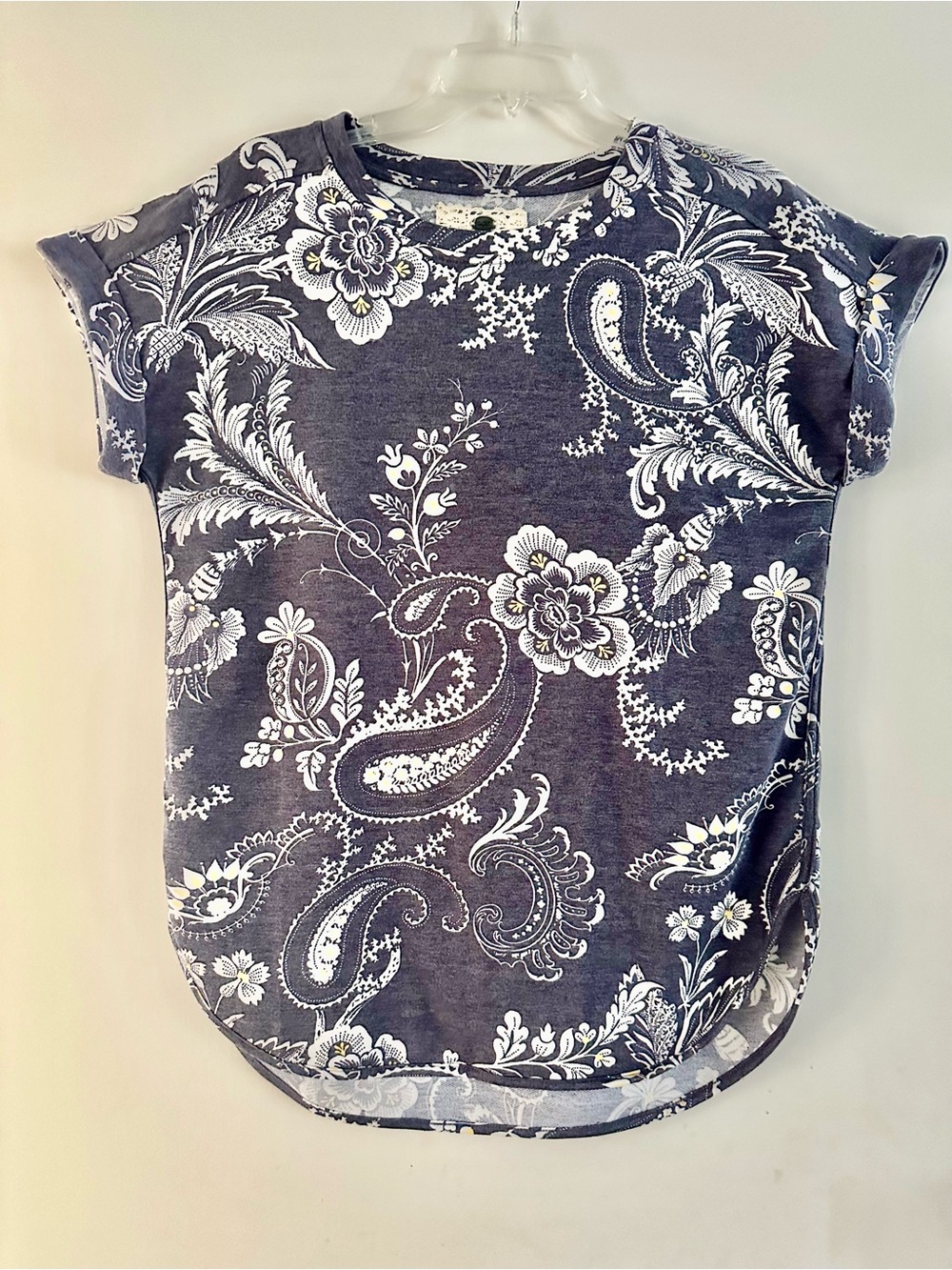 Cupio Purple Paisley Floral Short Sleeve Tee